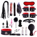 17Pcs/set Hand Cuffs Footcuff Whip Rope Blindfold Sexy Lingerie Leather BDSM Sex Bondage Set Erotic Sex Toys For Couples