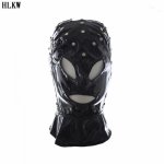 Sexy PU Leather Latex Hood Black Adult COS Toy Breathable Headpiece Fetish BDSM Adult for party role games outfit accessory