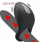 Penis Vibrating Ring Delay Ejaculation Cock Vibrating Ring Dual Penetration G spot Stimulator Dildo Vibrator Sex Toys for Men