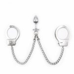 New Binding Training Iron Chain Metal Women Handcuffs with Metal Butt Plug Strapon Adult Sex Toys Couples BDSM Accessories Set