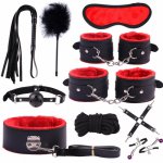 10 in 1 Sex Bondage Kit Adult Games Set Handcuffs Footcuff Whip Nipple clip Blindfold Couples Erotic Sex Toys for SM sex shop