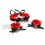 Erotic Goods BDSM Bondage Lace Bow Handcuffs Ankle Cuffs Elastic Wrist And Foot  Metal Sex Toys For Women Sexy Lingerie