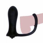 10 Speed  Anal Plug Vibrator with Penis Delay Ring Silicone Male Prostate Massager Butt Plug for Men Adult Product Anal Sex Toy