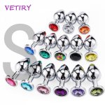 VETIRY Anal Plug Toys for Adults Plug Anal Sex Metal Butt Plug With Jewelry Erotic Toy Private Good for Men Women Masturbation