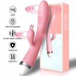G-spot Rabbit Double Vibrator for Woman  Strapon Masturbation Clitoris Stimulator Dildos Waterproof Rechargeable Adult Sex Toys