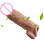 Male Reusable Soft Silicone Penis Sleeve Enlargement Condoms Dildo Extender Cock Delay Ring Bring you a perfect sex experience