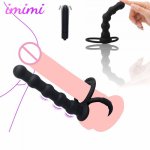 Anal Double Penetration Strap On Dildo Vibrators Anal Beads Butt Plug Adult G Spot Vibrator Ejaculation Sex Toy For Women Couple