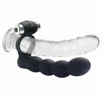 Double Penetration Anal Beads Penis Vibrating Ring Strapon G spot Vibrator Silicone Butt plug Dildo Vibrador Sex Toys For Couple
