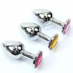 Ins, M Chromed Butt Plug Anal Insert Metal Jeweled SexyToy Stopper Erotic Butt Plugs Crystal Jewelry, Adult Booty Anal Tube S00216 O4