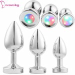 Aluminum Alloy Anal Plug Sex Toys for Couples Tail Color Light Butt Plug Large Adult Toy Stimulator Butt Plug Erotic Sex Toys