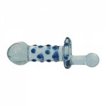 Length 148.5mm double balls Pyrex glass dildo penis crystal anal bead butt plug insert sex toy for men women