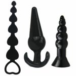 Black Silicone Anal Plug, Sex Toys for women 18.5cm Sexy beads Anal Toys Butt Plug Sex Products For Adults games Lots
