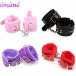 Leather Plush Handcuffs Ankle Restraints Bondage Harness BDSM Women Adult Game Handcuffs Fetish Erotic Sex Product for Sexy Shop