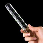 Double Ended Headed Pyrex Glass Dildo Crystal Fake Penis Women Men Female Masturation Tools Anal Butt Plugs Adult Sex Toys