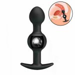Ins, Sex Shop Black Anal Sex Toys Silicone Anal Beads Metel Ball Inside Muscles Trainer Sex Product Butt Plug Anal Plug Gay Sex Toys