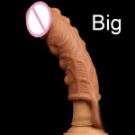 Dildo Extender Enlargement Reusable Condoms Silicone Big Dotted Penis Sleeve Penis Cock Ring With Solid Glans Delay Ejaculation