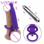 VATINE 10 Speed Anal Butt Plug Strap On Penis Man Double Penetration Vibrator With Penis Dildo Vibrator Sex Toys for Couple