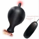 Vibration Silicone Expand Inflatable Anal Plug  Body-Safe Medical Grade Waterproof Butt Sex Toy for Male Female and Beginners