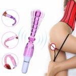 Silicone Pussy G-Spot Massager Long Stick Jelly Vibrator Anal Butt Plug Beads Adults Sex Shop Couple Sex Toy Masturbator Dildo