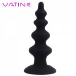 VATINE Tower Shape Butt Plugs Anal beads Sex Products Prostate Massager Black Silicone Long Anal Sex Toys For Men and Women Gay