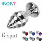 Ikoky, IKOKY Thread Anal Plug Stainless Steel Spiral Stimulation Massager SM Products Jewelry Metal Butt Plug Sex Toy for Couples