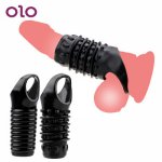 OLO Silicone Penis Ring Vagina Condom Ribbed Cock Rings Dildo Girth Enhancer Anal Butt Plug Dick Sleeve Sex Toys For Men