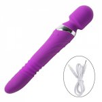 Heating double vibrator retractable AV magic wand waterproof adjustable speed dildo vibration vaginal clitoris massager