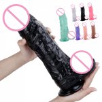 The King Size Huge Dildos for Women with Powerful Sucker Crystal Realistic Lesbian Audlt Sex Toys