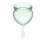 Satisyfer, Dwa kubeczki menstruacyjne - Satisfyer Feel Good Menstrual Cup Set   Jasny zielony
