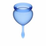 Satisyfer, Dwa kubeczki menstruacyjne - Satisfyer Feel Good Menstrual Cup Set   Ciemny niebieski