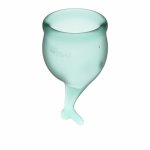 Zestaw kubeczków menstruacyjnych - Satisfyer Feel Secure Menstrual Cup Ciemny zielony