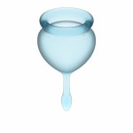 Satisyfer, Dwa kubeczki menstruacyjne - Satisfyer Feel Good Menstrual Cup Set   Jasny niebieski
