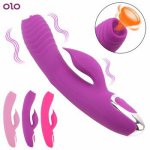 OLO Nipple G Spot Clitoris Vagina Stimulate Tongue Licking Female Masturbation Sex Toys For Women Double Motor Dildo AV Vibrator