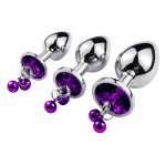 Ins, AUEXY Metal Anal beads butt plug jewelry crystal bell rings insert dildo insert gay Sex toys for men women