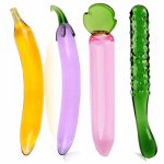 New Crystal Glass Dildos Vegetable Shape Cucumber Female Masturbation Sex Toys G Point Stimulate Dildos Massage Stick