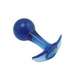 New hot blue head pyrex crystal wave anal beads butt plug dildo masturbation glass sex toys product for men women