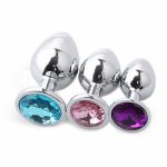 Hot Erotic 3pcs Round Shaped Anal Plug Base With Jewelry Birth Stone Anal Butt Plug Toy Play Rose Jewel Sex Toys For Woman