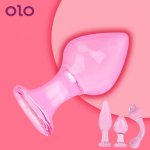 OLO Glass Anal Plug Erotic Pink Crystal Butt Plug Prostate Massage Male Female Masturbation Sex Toy for Women Men
