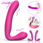 Dual Motor Strapless Strapon Dildo Vibrator for Women G Spot Vagina Massage Butt Plug Double Ended Penis Lesbian Toys for Adults