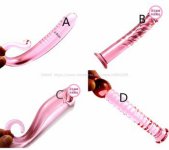 CW0201 Pink Glass Dildo Massager for Beginner Women Men Toy