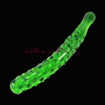 Unisex Green Cucumber Glass Dildo Crystal Penis Stick With Granule G-spot Masturbation Vagina Anal Sex Toys Adult Glass Massager