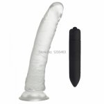 Jelly Realistic Dildo Dong with 10 Function Bullet Vibrator for Women Clitoris G Spot Stimulate Massager Adult Sex Products
