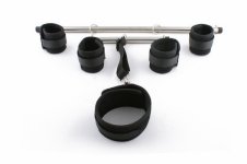 Newest Adult Games Stainless Steel Metal Spreader Bar With HandCuffs&Neck Collar Sex Restraint Bondage SlaveFor Couple Sex Toys