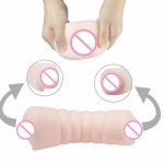 Dual Channel Silicone Male Masturbation Cup Realistic Vagina Sex Oral Mouth Real Pussy Penis Pump Sex Toys for Men Masturbator