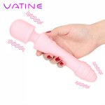 VATINE AV Magic Wand Female Masturbation Heating Dildo Sex Toys For Women Lesbian Double Vibration 7 Speed Clit Stimulator