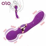 OLO Dildo Vibrator Double Head Double Shock Clitoris Stimulation Lesbian Masturbation Nipple Vaginal Massage Sex Toys For Women