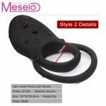 Meselo Time Delay Vibrating Cock Ring Ejaculation Delay Silicone Sex Toys for Men USB Charged Penis Rings Vibrator Adult Games