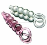 CW0188 Glass Anal Plug Women Beginner with 4 Beads and Ring 16.5cm for Women Men Sex Comfort Masturbation