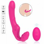 USB Rechargeable 9 Mode Vagina Strapless Strapon Dildo Vibrator Double Vibrating Lesbian Remote Control Adult Sex Toys for Woman