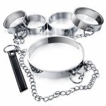 3pcs/Set(Collar+Handcuffs+Legcuffs) Stainless Steel Heavy Bondage kit Adult Games Hand Ankle Cuffs Slave Bdsm Sex Toy For Couple
